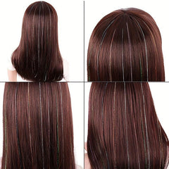 12pcs Clip In Hair Tinsel Glitter Heat Resistant Tinsel Hair Extensions