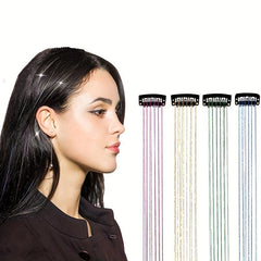 12pcs Clip In Hair Tinsel Glitter Heat Resistant Tinsel Hair Extensions