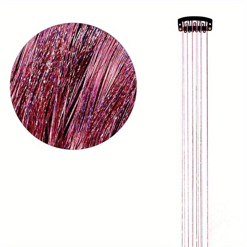 12pcs Clip In Hair Tinsel Glitter Heat Resistant Tinsel Hair Extensions