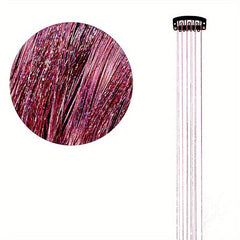 12pcs Clip In Hair Tinsel Glitter Heat Resistant Tinsel Hair Extensions