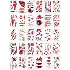 30 Sheets Halloween Scar Series Temporary Tattoo Stickers