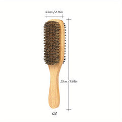 Nylon Hair Brush Double Sided Wooden Hair Styling Brush Beard Smoothing Brush