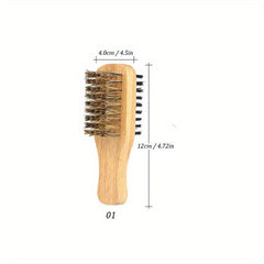 Nylon Hair Brush Double Sided Wooden Hair Styling Brush Beard Smoothing Brush