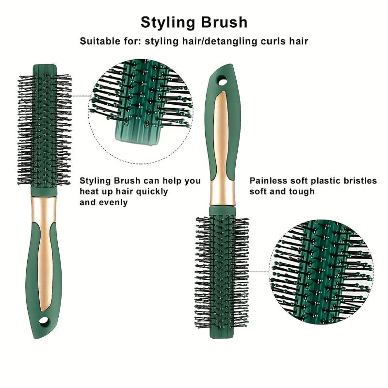 6pcs Hairdressing Brush Set Anti Static Hair Styling Dark Green