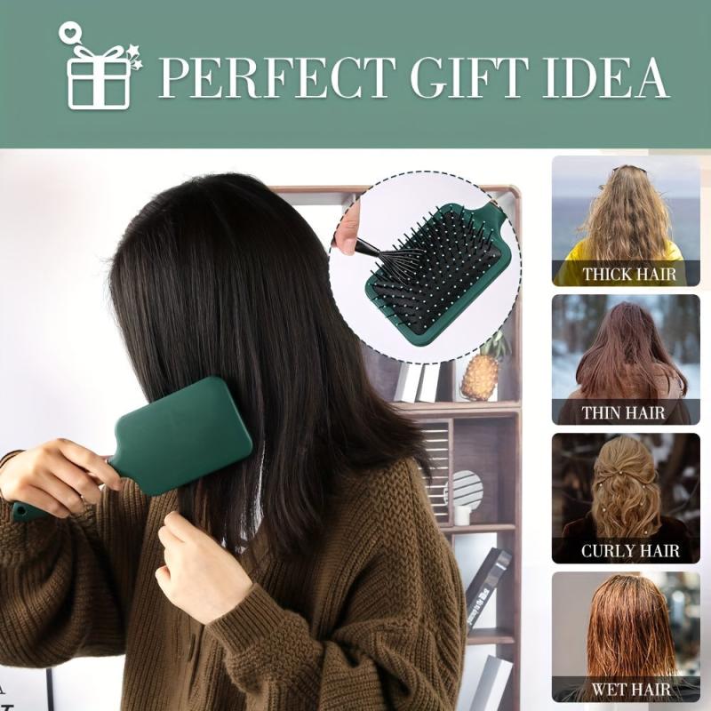 6pcs Hairdressing Brush Set Anti Static Hair Styling Dark Green