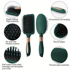 6pcs Hairdressing Brush Set Anti Static Hair Styling Dark Green