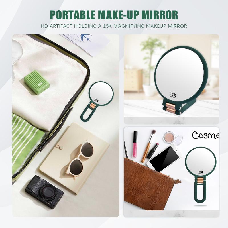 15X Magnifying Hand Held Mirror Double Side Folding Adjustable