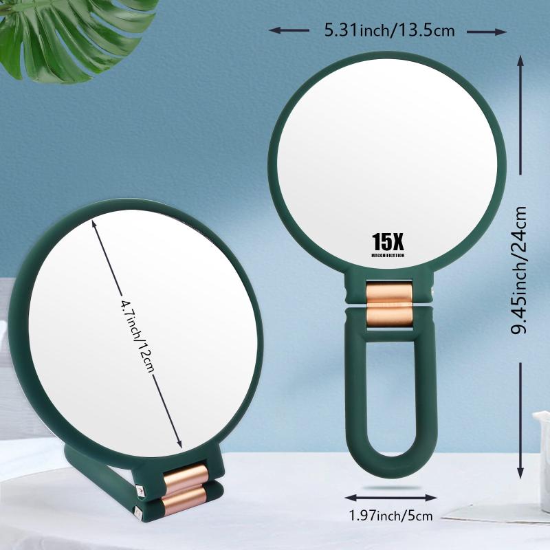 15X Magnifying Hand Held Mirror Double Side Folding Adjustable