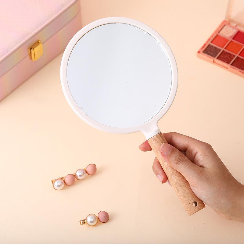 Heart Shape Handheld Mirror with Wooden Handle