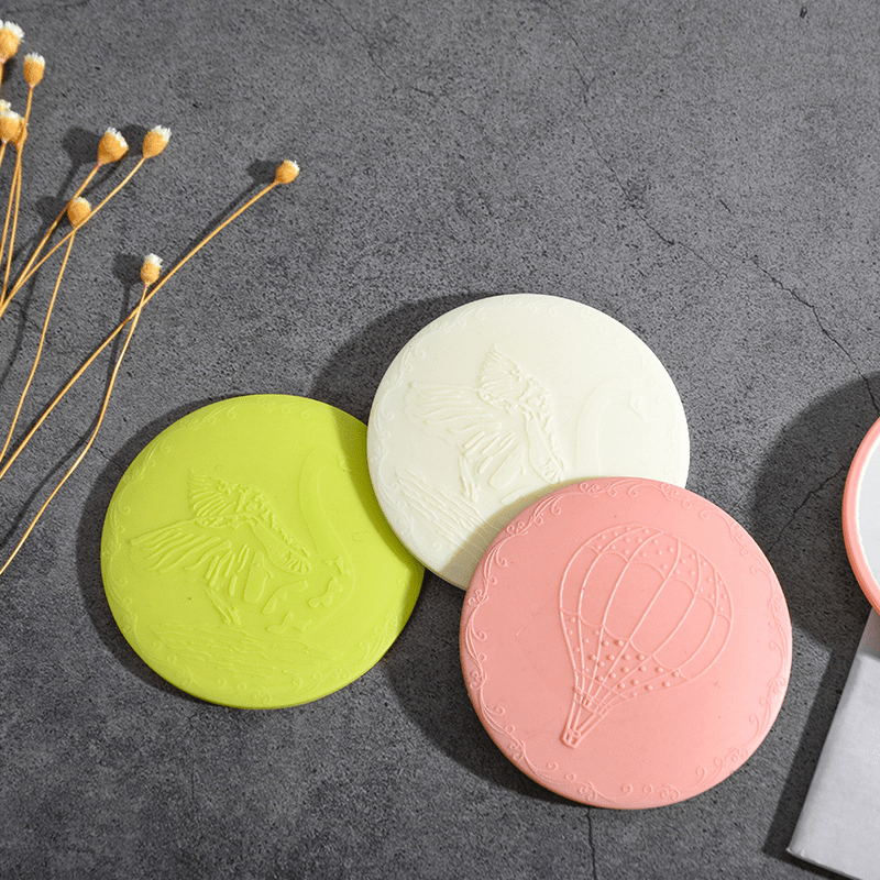 2pcs Cartoon Mini Portable Makeup Mirror for Travel & Daily Use