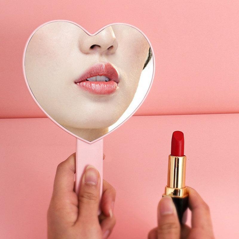 Heart-shaped Makeup Mirror with Eyelash Pattern