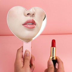 Heart-shaped Makeup Mirror with Eyelash Pattern