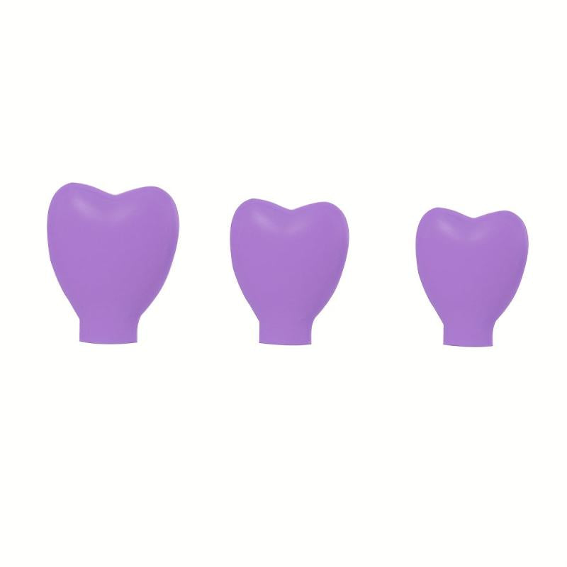 3pcs Silicone Makeup Brush Covers - Heart Shaped Travel Brush Holder