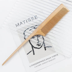 Bamboo Dense Teeth Flat Comb Wooden Rat Tail Comb