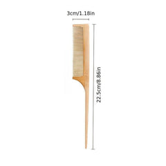 Bamboo Dense Teeth Flat Comb Wooden Rat Tail Comb