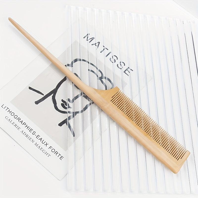 Bamboo Dense Teeth Flat Comb Wooden Rat Tail Comb