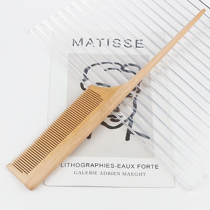 Bamboo Dense Teeth Flat Comb Wooden Rat Tail Comb