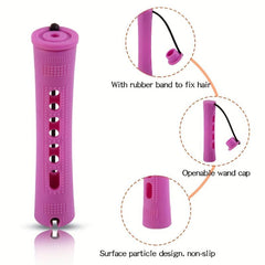 12pcs Purple Hair Perm Rods Plastic Cold Rods with Rubber Band