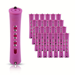 12pcs Purple Hair Perm Rods Plastic Cold Rods with Rubber Band