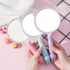 Cartoon Ear Handheld Makeup Mirror for Home and Travel