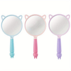 Cartoon Ear Handheld Makeup Mirror for Home and Travel