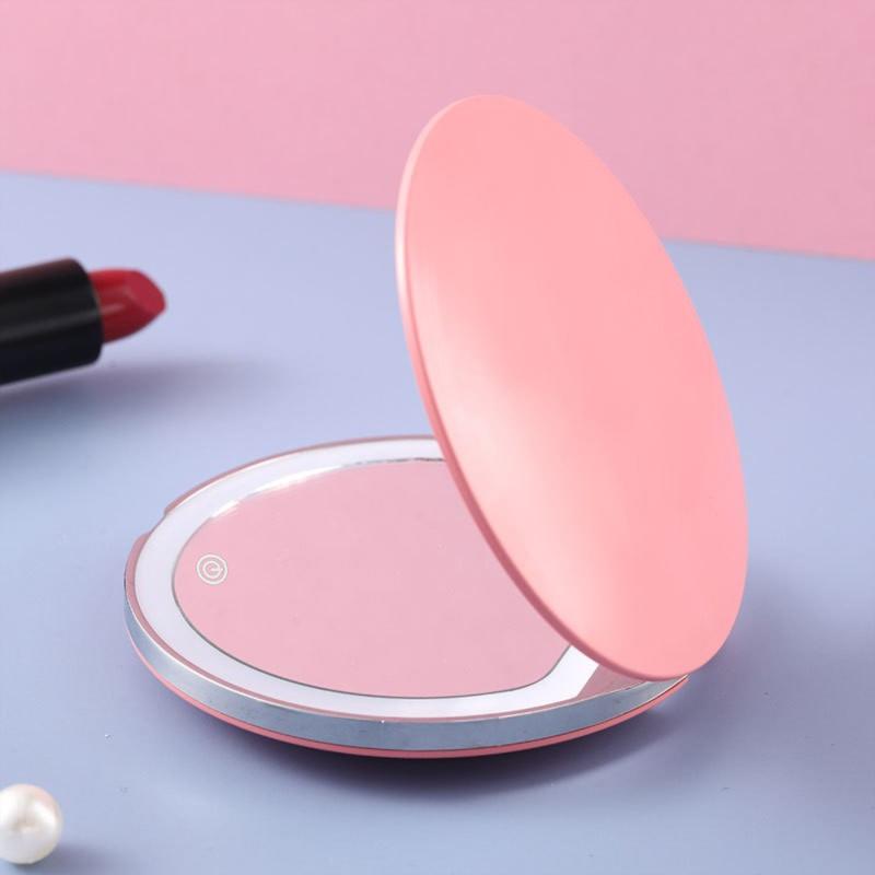 LED Travel Makeup Mirror 3X Magnifying Touch Portable Double Sided