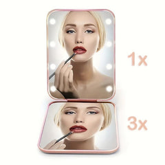 LED Pocket Makeup Mirror 1X 3X Magnified LED Mini Compact Travel Makeup Mirror