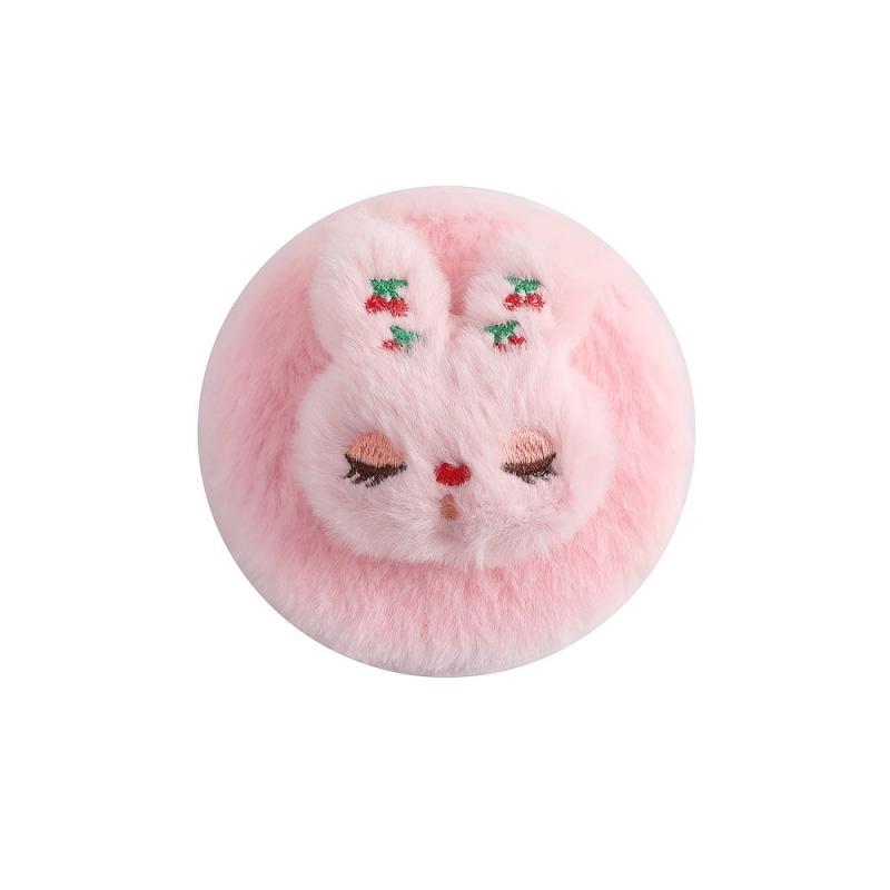 Cartoon Plush Folding Mirror Travel Portable Cosmetic Touch Up Mirror