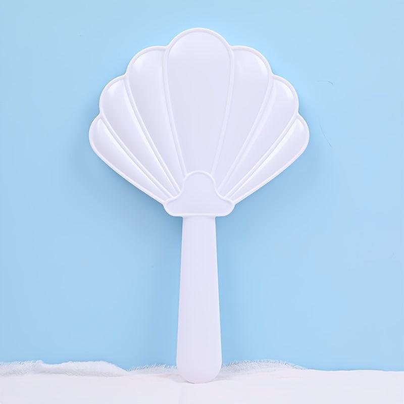 Shell Handheld Makeup Mirror With Handle Portable Cosmetic Touch up Mirror