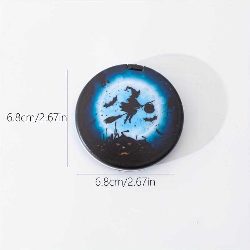Witch Bats & Pumpkin Makeup Mirror Double Side Folding Vanity Hand Mirror