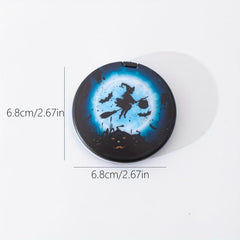 Witch Bats & Pumpkin Makeup Mirror Double Side Folding Vanity Hand Mirror