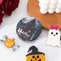 Pumpkin & Bat Pattern Compact Mirror Double Side Folding Makeup Mirror