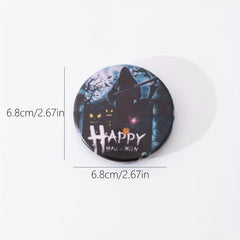Pumpkin & Bat Pattern Compact Mirror Double Side Folding Makeup Mirror