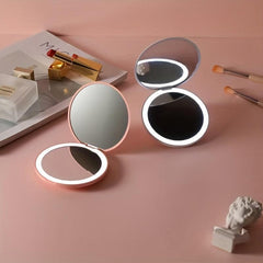 LED Makeup Mirror & Massage Comb Kit Portable Travel Vanity Mirror