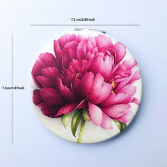 Flowers Printed PU Leather Makeup Mirror Compact 1X 2X Magnifying Vanity Mirror