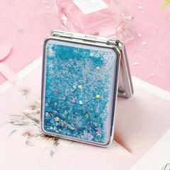 Double-Sided Sparkly Glitter Quicksand Makeup Mirror