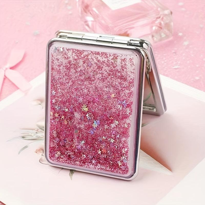 Double-Sided Sparkly Glitter Quicksand Makeup Mirror