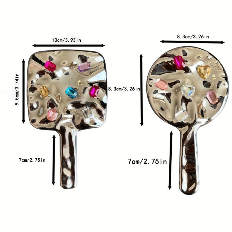 Crystal Decor Handheld Makeup Mirror with Comfort Handle