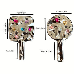 Crystal Decor Handheld Makeup Mirror with Comfort Handle