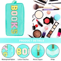 Preppy Makeup Bag With Strap Waterproof Travel Toiletry Bag For Student