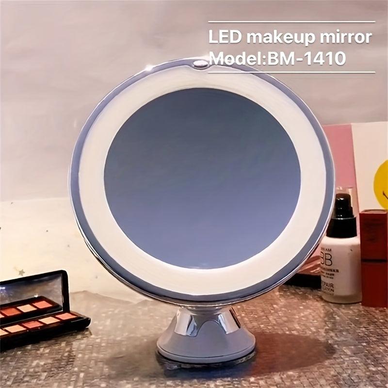 LED Lighted Makeup Mirror Portable 10X Magnifying Mirror with Suction Cup