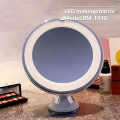 LED Lighted Makeup Mirror Portable 10X Magnifying Mirror with Suction Cup