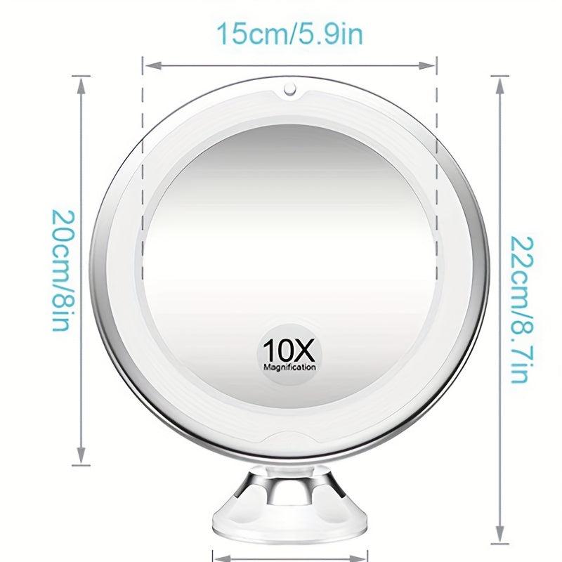 LED Lighted Makeup Mirror Portable 10X Magnifying Mirror with Suction Cup