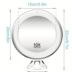 LED Lighted Makeup Mirror Portable 10X Magnifying Mirror with Suction Cup