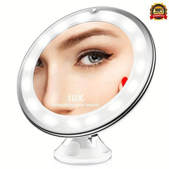 LED Lighted Makeup Mirror Portable 10X Magnifying Mirror with Suction Cup