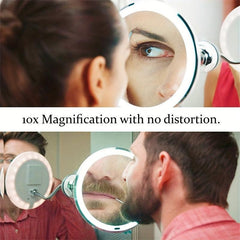 LED Lighted Makeup Mirror Portable 10X Magnifying Mirror with Suction Cup