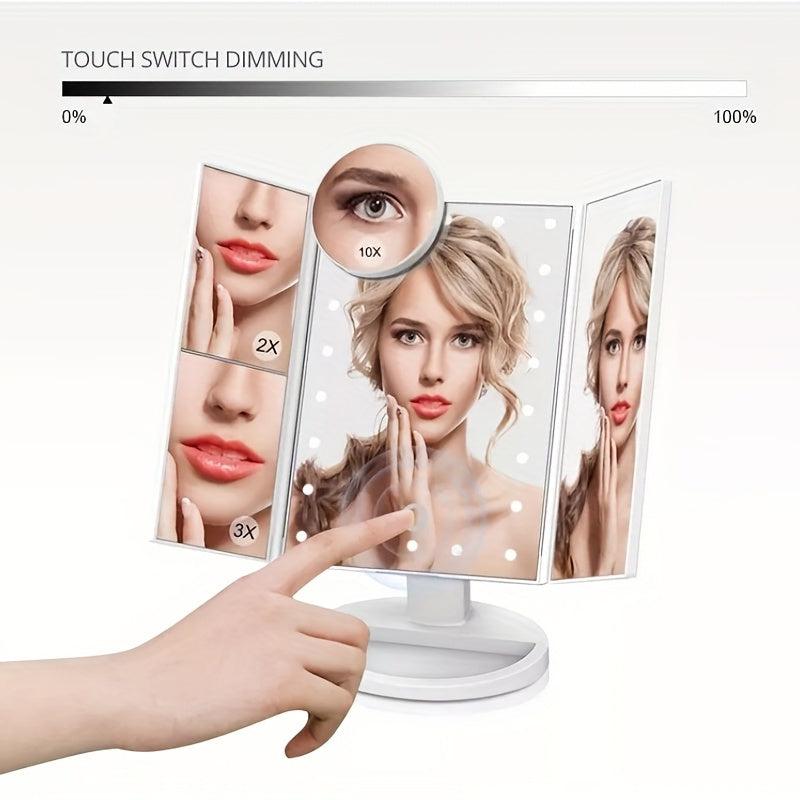 LED Makeup Mirror with 2X 3X Magnification and Adjustable Rotation
