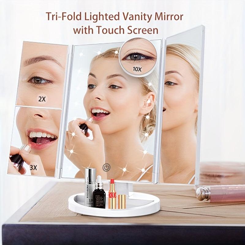 LED Makeup Mirror with 2X 3X Magnification and Adjustable Rotation