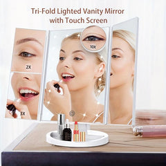 LED Makeup Mirror with 2X 3X Magnification and Adjustable Rotation