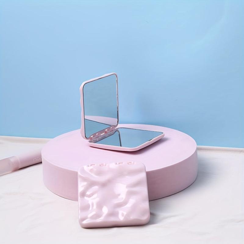 Pink Makeup Vanity Mirror Double Side Folding Portable Cosmetic Touch up Mirror